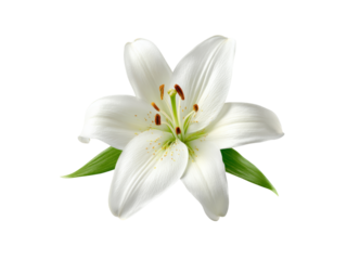 Single white lily flower isolated on black background, Isolated On White Background, Png Transparent