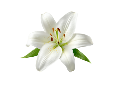 Single white lily flower isolated on black background, Isolated On White Background, Png Transparent