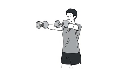 Man Performing Front Dumbbell Raises Exercise for Shoulder Strength.