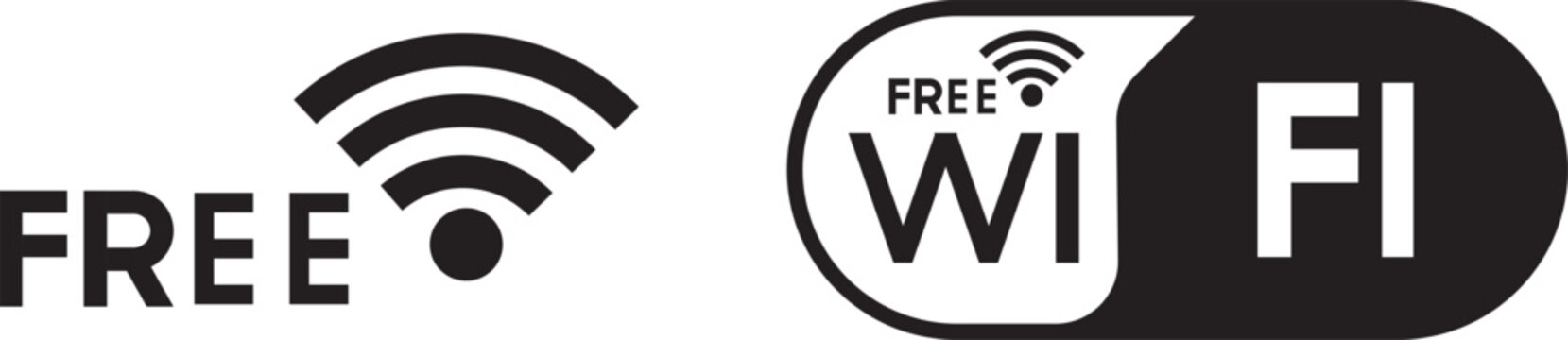 Free wifi zone icon set. internet spot designation. wifi area, wifi zone icon and logo.  signal vector icon. Wireless icon vector