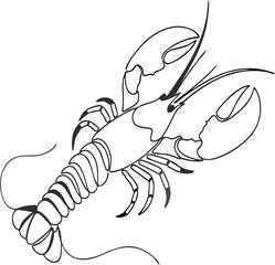 Minimal Continuous Line Lobster with Artistic Flow