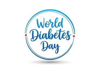 World Diabetes Day Typography Blue Circle Elegant Calligraphy Healthcare Awareness