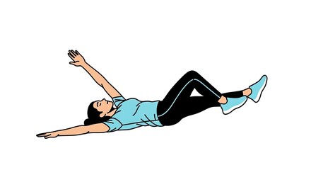 Fototapeta premium Woman Performing Exercise on White Background for Fitness.