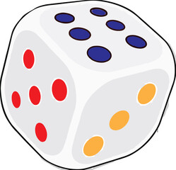 White Dice Cartoon Illustration Gambling