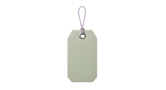 A single light green rectangular tag with a wire loop, isolated on transparent background - Powered by Adobe