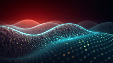 Abstract Digital Wave Background with Glowing Particles and Gradient Colors for Technological Concepts