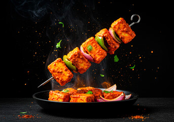 Delicious Paneer Tikka on Skewer