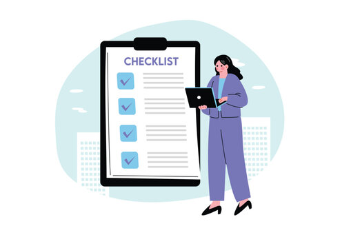 仕事のチェックリストを確認する女性