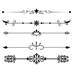 Fototapeta premium Vintage decorative line dividers set with ornate borders, text separators, and underline elements. Elegant vector illustration for invitations, certificates, and classic design projects.