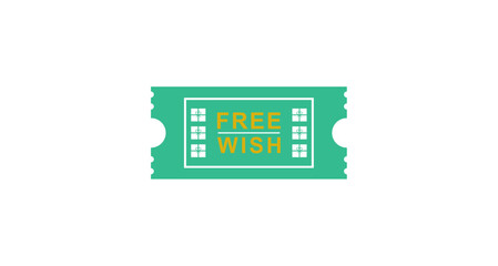 Free Wish Coupon Ticket Vector Illustration – Creative Green Voucher Template for Holiday Gifts, Promotions, and Digital Reward Programs