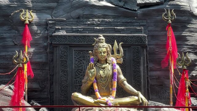 An old Shiva temple made with black stone in Himalaya in India