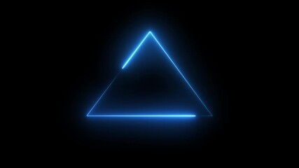 Neon light triangle frame animation background. Neon geometric triangle shape, Seamless looping animation.  - Powered by Adobe
