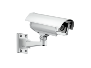 Modern security camera mounted on wall isolated on black background, Isolated On White Background, Png Transparent
