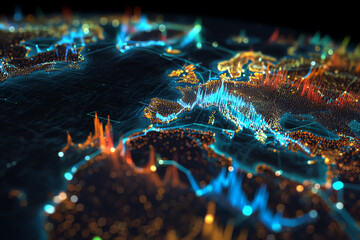 Global Network Illuminated: A mesmerizing visualization of the world's interconnected network, showcasing data flow and digital connectivity across continents.