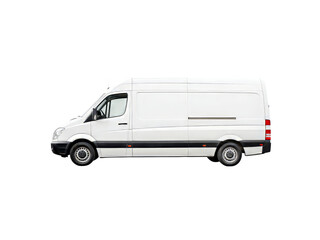 Naklejka premium White cargo van isolated on black background delivery service vehicle, Isolated On White Background, Png Transparent