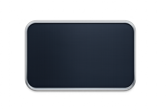 Blank rounded metallic frame on transparent background