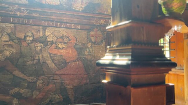 Ancient Wall Painting in a Medieval European Castle