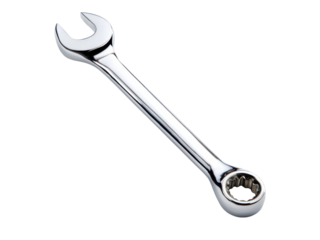 Shiny chrome wrench isolated on black background tool repair mechanic, Isolated On White Background, Png Transparent