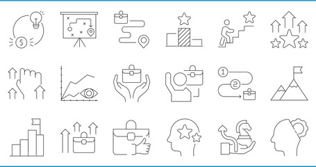 Career-related line icons set. Vector editable stroke.