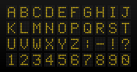 Dot matrix display alphabet letters and numbers set