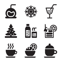 Minimal Winter Food and Beverage Icon Set