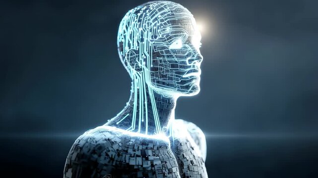 Exploring the concept of artificial intelligence through a creative visualization of a brain with digital circuits at dusk