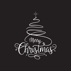 minimalist white spiral christmas tree with cursive merry christmas text, ideal for festive cards, seasonal banners, and digital greetings