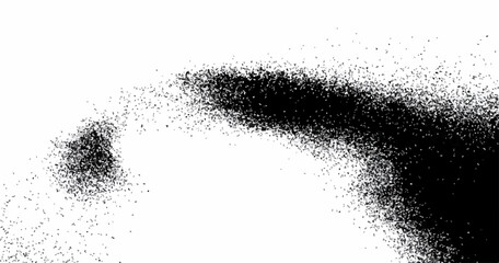 Fototapeta premium Abstract black ink splash on white background, representing dynamic movement and energy.