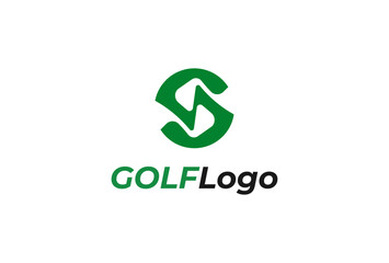 Letter S Golf logo, Letter S with golf stick icon inside, golf  logo design template element, vector illustration
