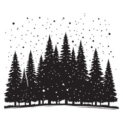 Winter Pine Forest Silhouette