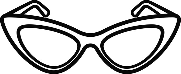 Cat eye sunglasses line art isolated on transparent background for summer fashion and retro style with a minimalist design