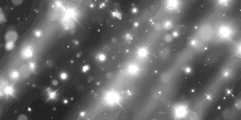 Abstract shimmering bokeh lights and starbursts create a magical and festive background.