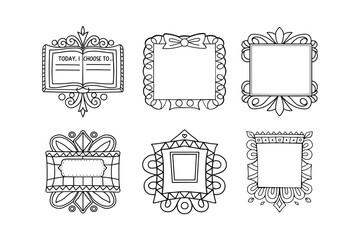 Decorative Vintage Frame Set &ndash; Ornamental Square Border and Floral Vector Design Collection