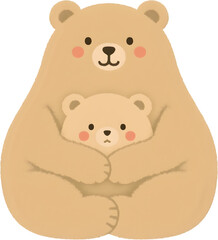 엄마곰이안아주는아기곰일러스트