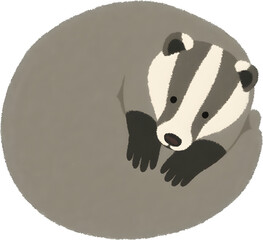 잠자는오소리_아늑한동물일러스트