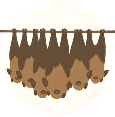 흰배경위에매달린귀여운박쥐무리일러스트