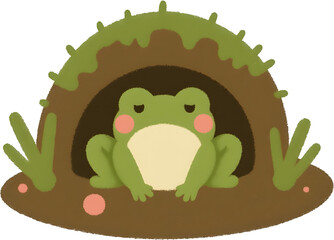 흙속에서겨울잠자는개구리삽화
