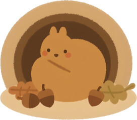 나무구멍에서자는귀여운다람쥐일러스트