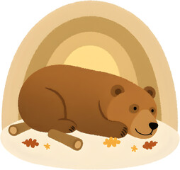 동굴에서_겨울잠자는_아늑한_곰_일러스트
