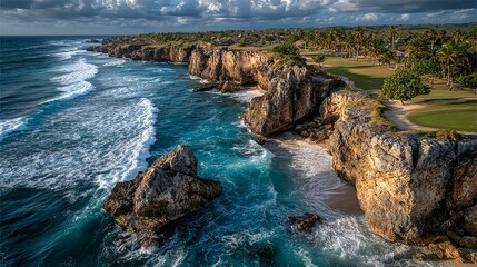 Tropical Coastline Scenic Ocean Cliffs Lush Greenery