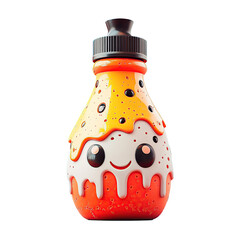Adorable Cartoon Bottle with Dripping Frosting and Happy Face.