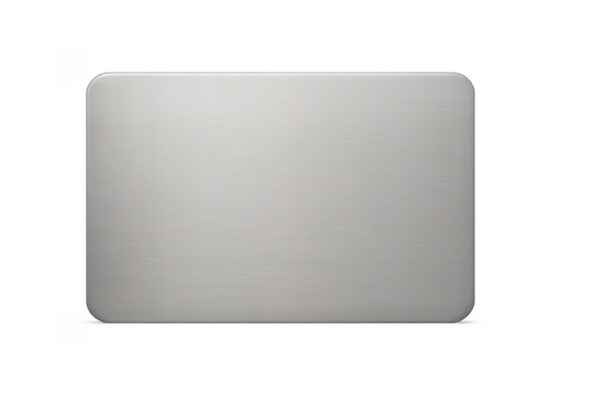 Brushed metal plate sign with rounded corners