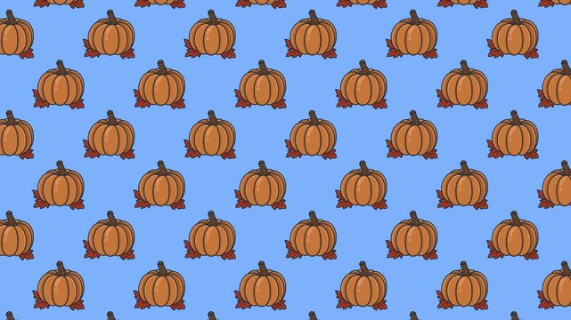 4K Loopable Pumpkin Pattern Animation &ndash; Seamless Autumn Background with Cute Halloween Design, Repeating Fall Harvest Texture for Thanksgiving, Seasonal, and Festive Video