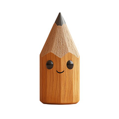 Adorable cartoon pencil with a happy face and sharp tip.