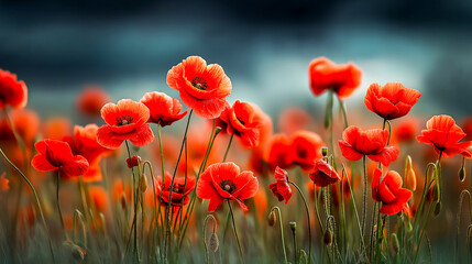Fototapeta premium field of red poppies
