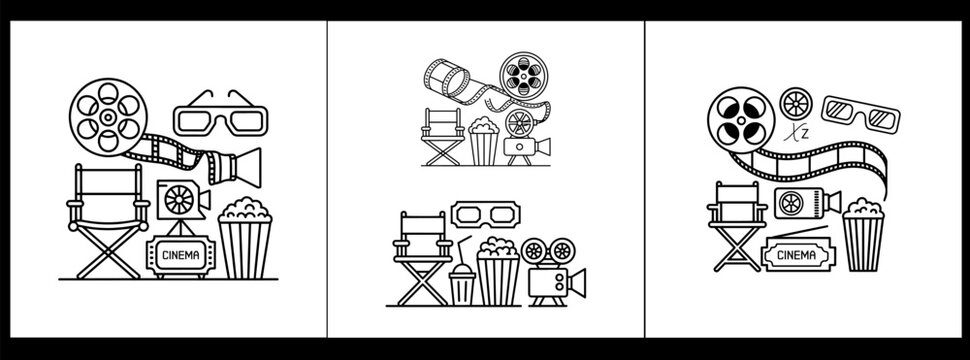 Movie making and film production illustration isolated on white background