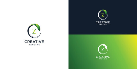Circle star leaf and letter Z logo template