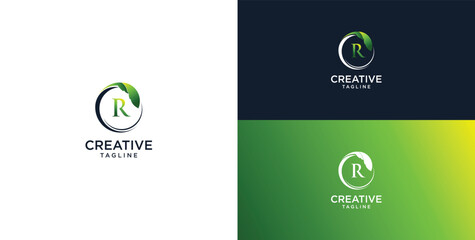 Circle star leaf and letter K logo template