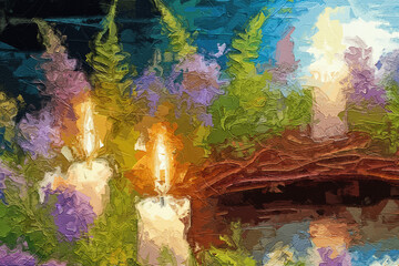 Various oil paintings, flowers, tulips, butterflies, plum blossom scenery, mandarin ducks, red leaves, lakes, roses, peonies, swallows, forests