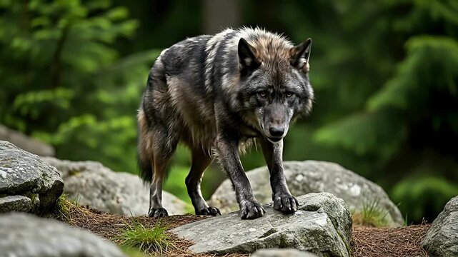 Black Northwestern wolf (Canis lupus occidentalis) 